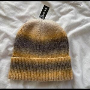 Gradient Knit Beanie Yellow Grey Gray Winter Fall